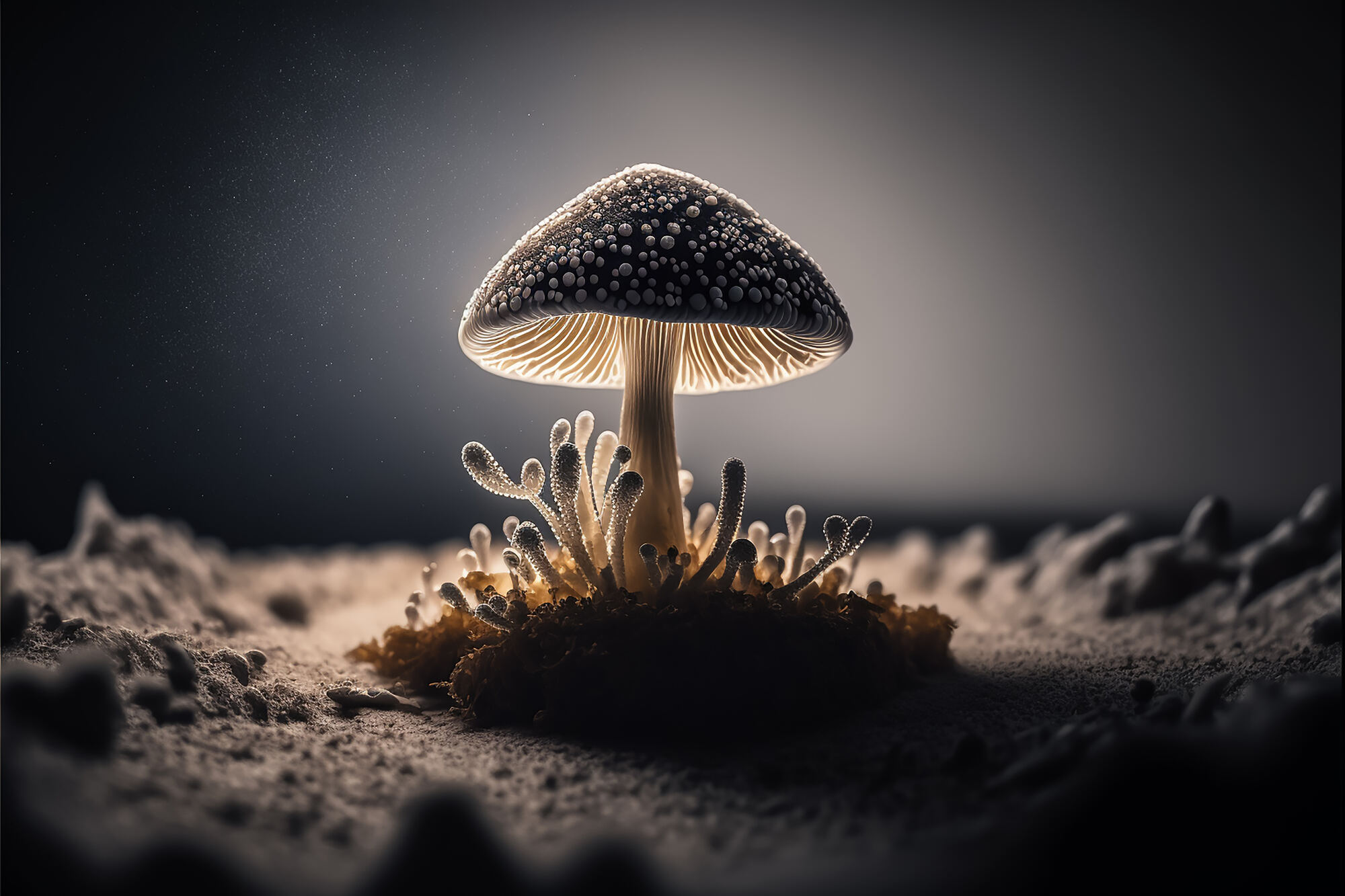 Psilocybe mushrooms in a tranquil natural setting